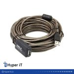 کابل افزایش USB2.0 برد دار ۲۰ متری شیلددار(ذغال دار)