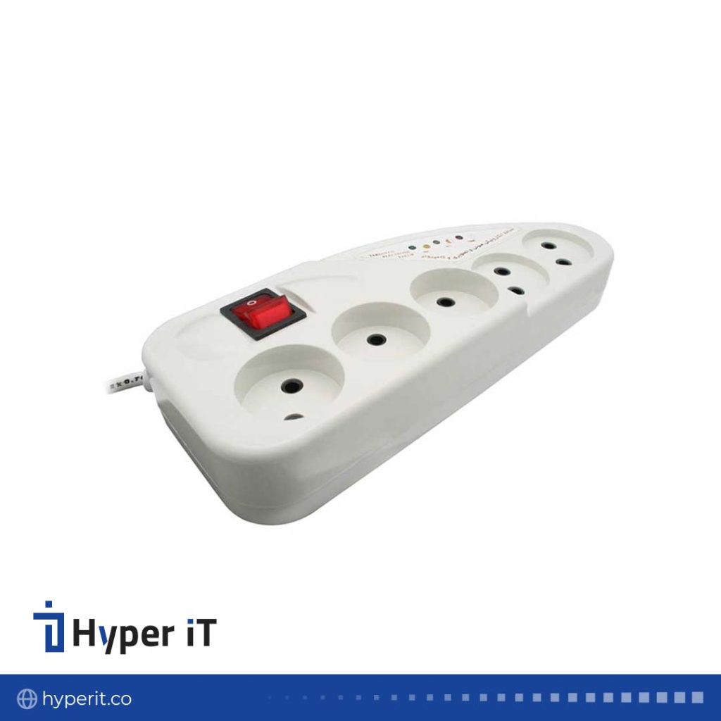 چندراهی برق و محافظ ولتاژ 5خانه تکسان مدل TS-110 به طول 3 متر