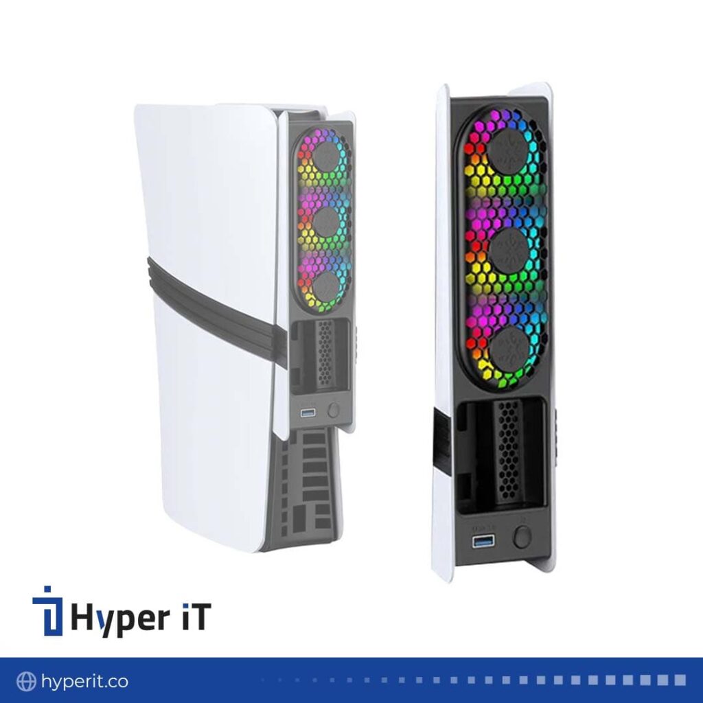 فن خنک کننده جی‌ وای‌ اس مدل JYS-P5228-V6 مناسب کنسول بازی PS5 SLIM/PRO با RGB